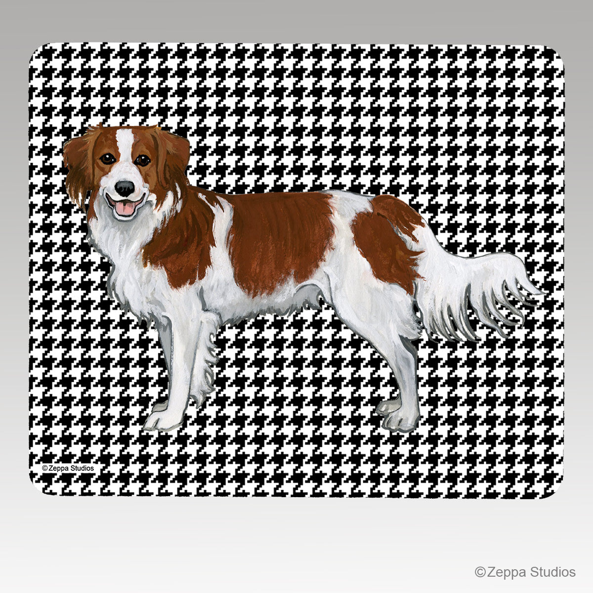 Nederlandse Kooikerhondje Houndstooth Mouse Pad