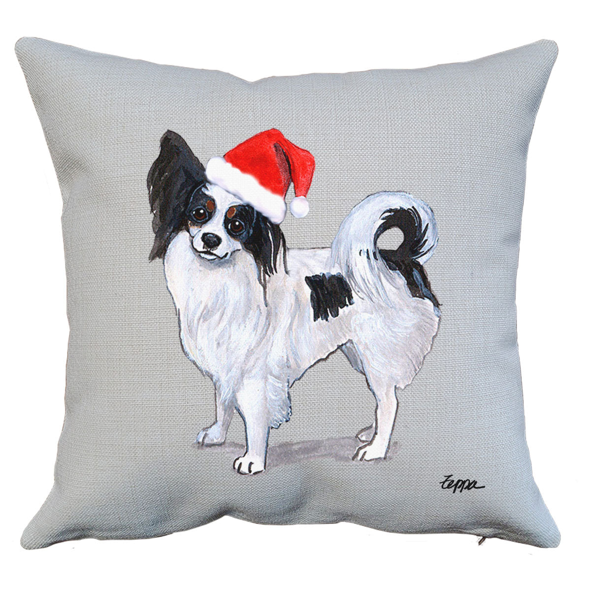 Papillon Santa Pillow