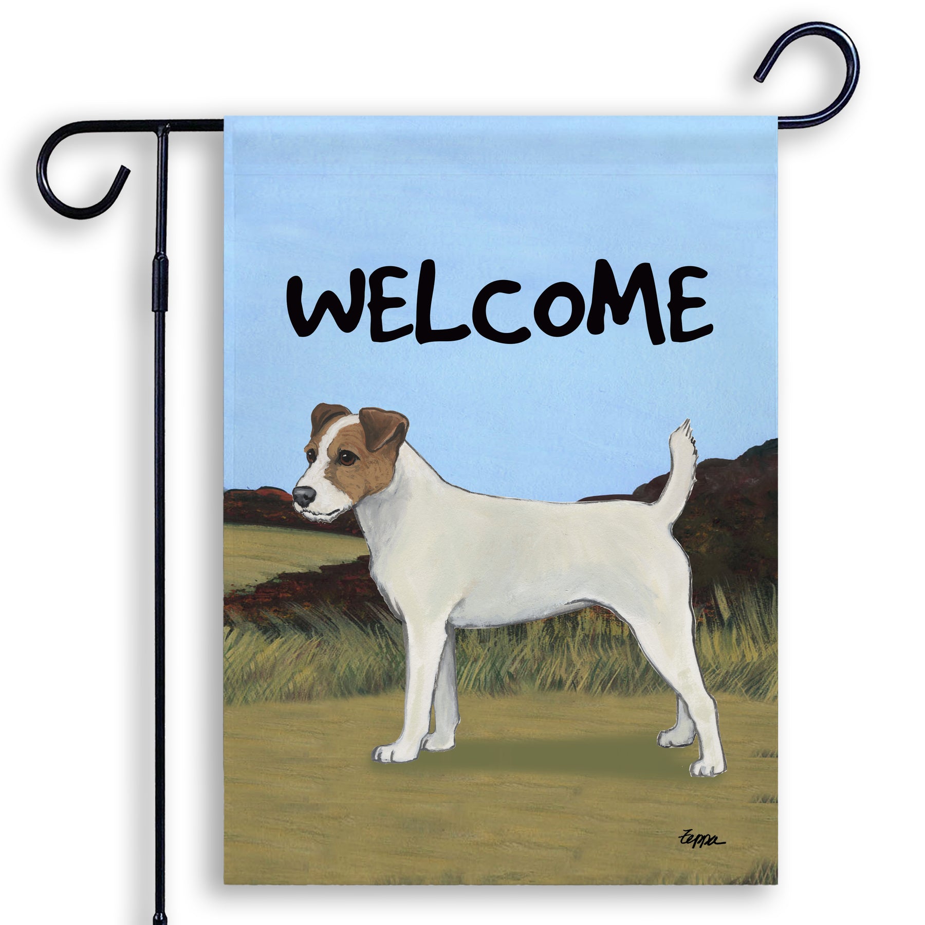 Parson Russell Terrier Welcome Garden Flag