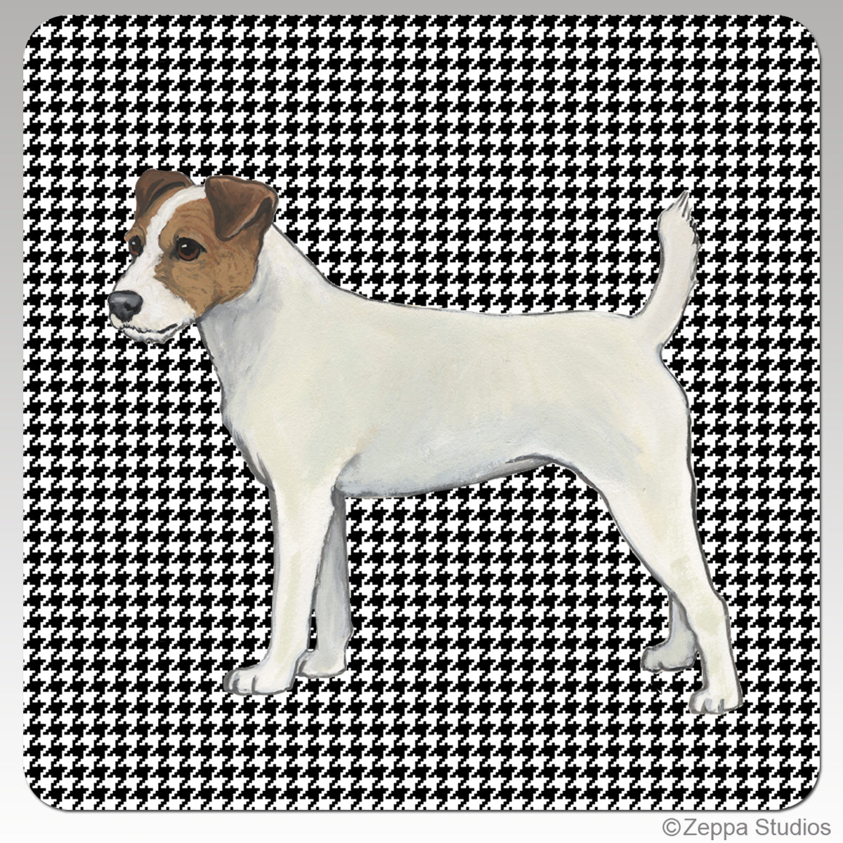 Parson Russell Houndstooth Beverage Coasters