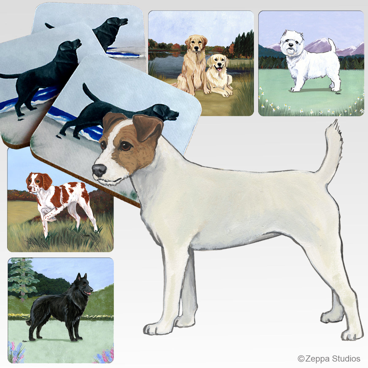 parson russell terrier scenic coasters