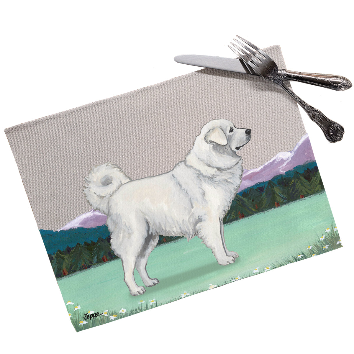 Polish Tatra Sheepdog Mountain Scene Placemats