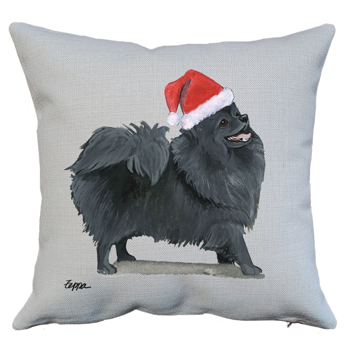 Black Pomeranian Santa Pillow