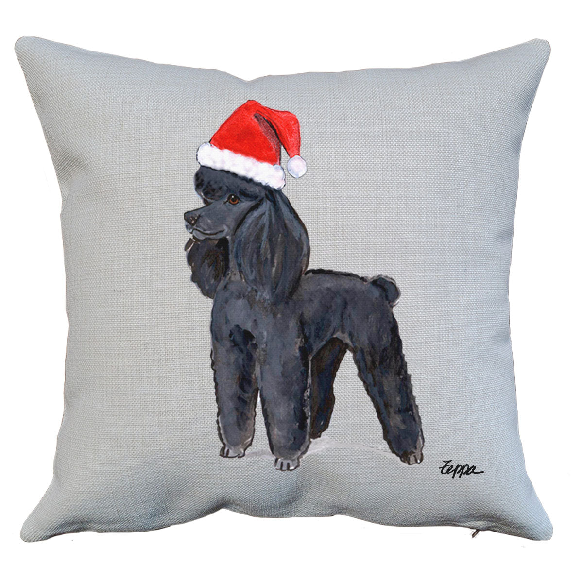 Black Poodle Santa Pillow
