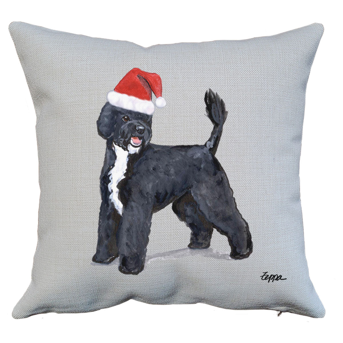 Portuguese Water Dog Santa Pillow