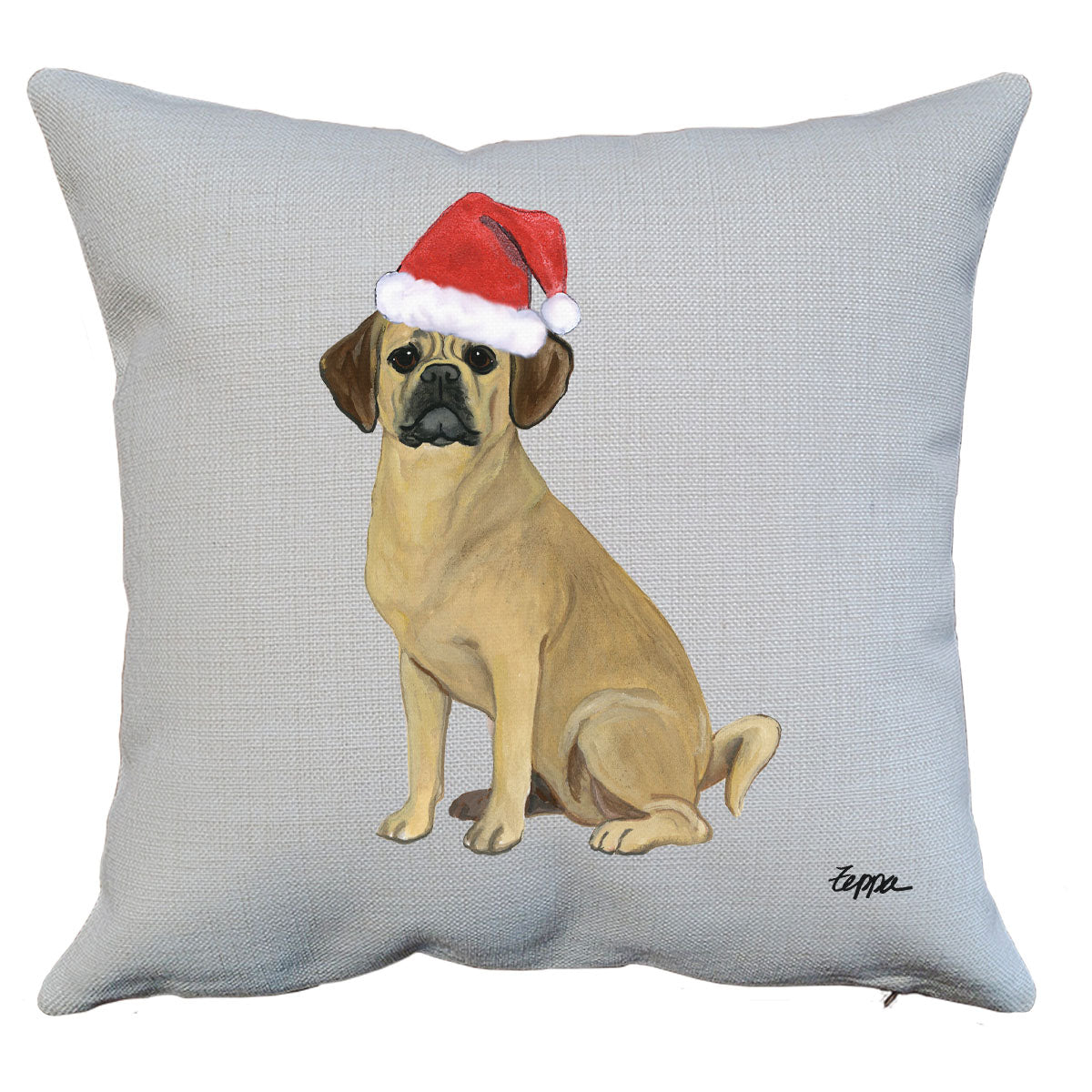 Puggle Santa Pillow