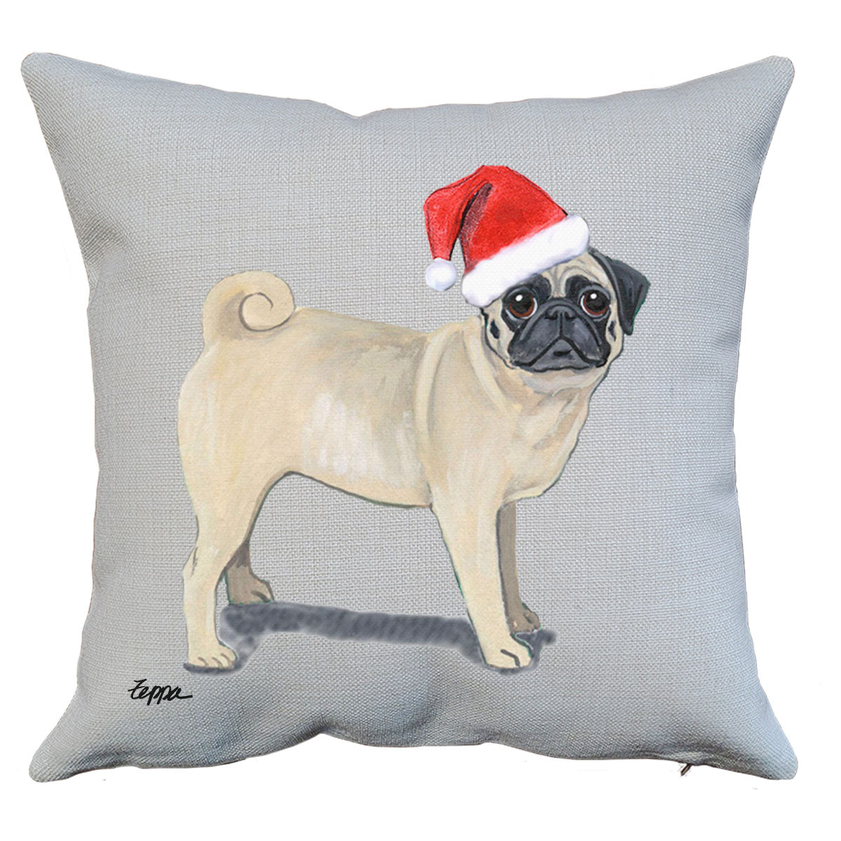 Pug Santa Pillow