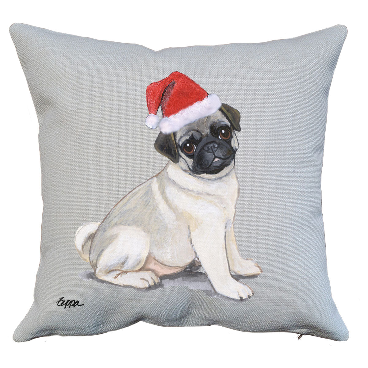 Pug Puppy Santa Pillow