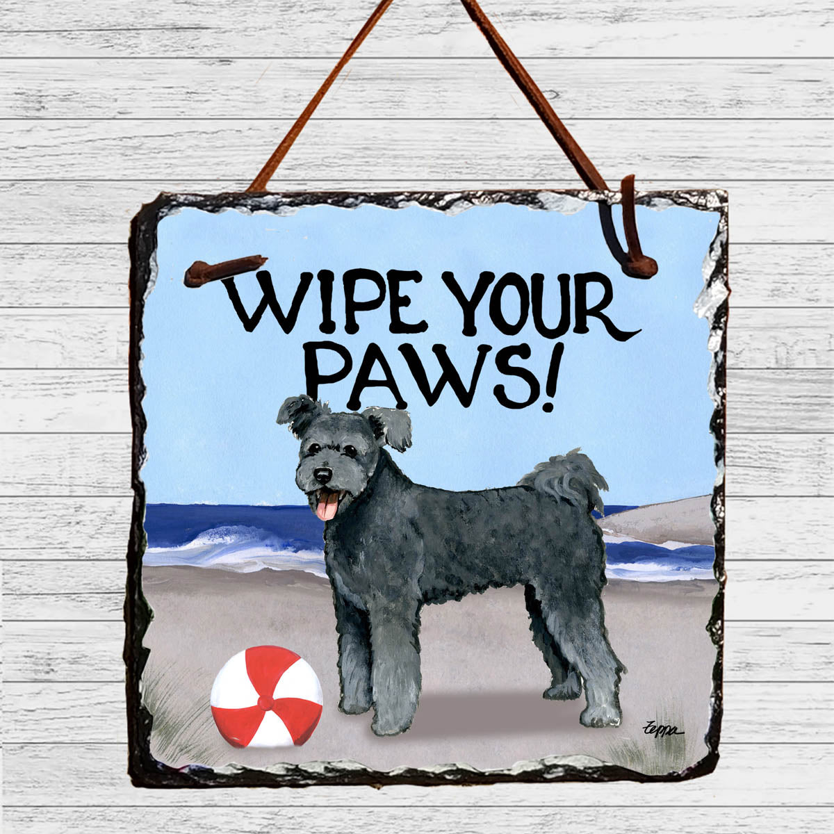 Pumi Wipe Your Paws Slate Sign