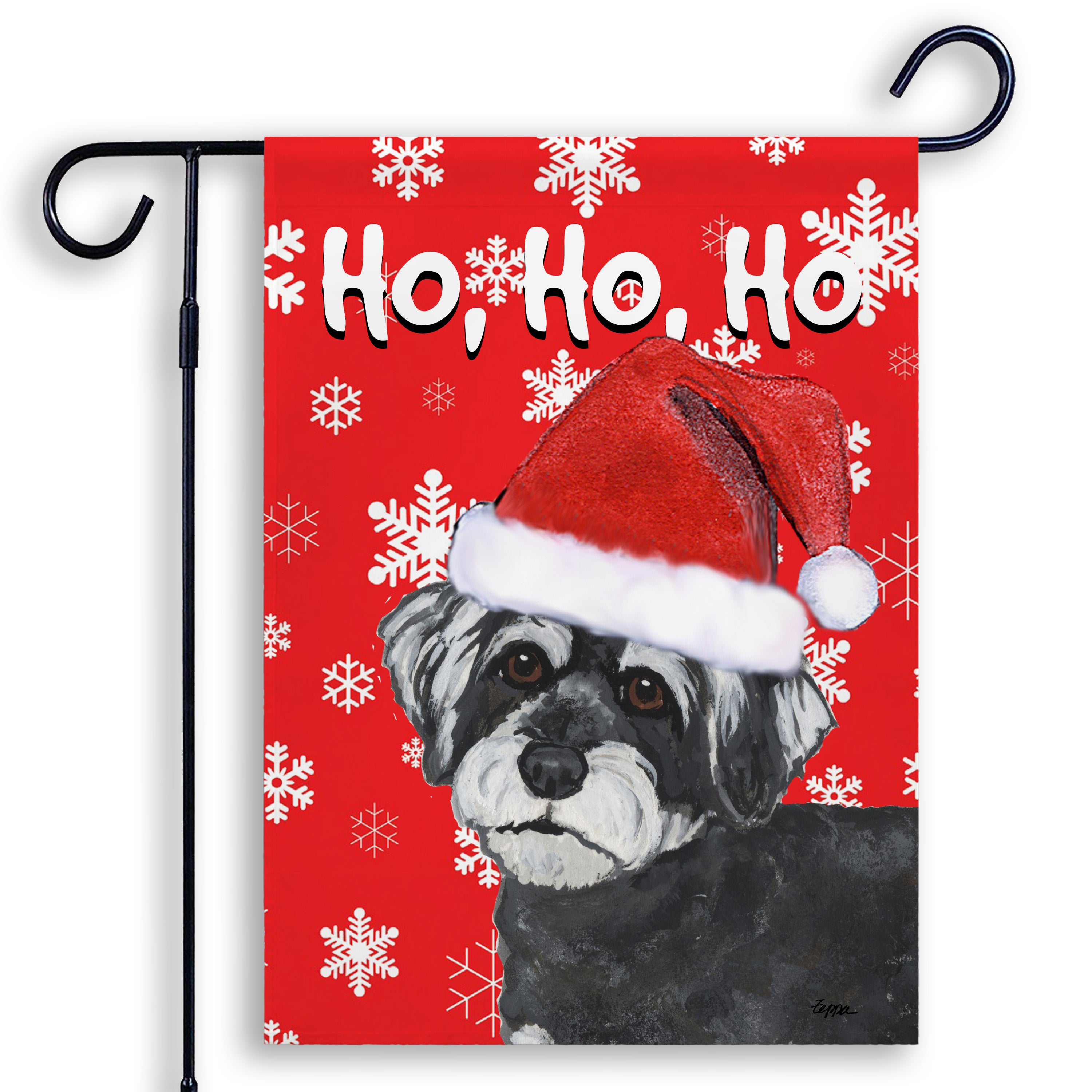 Schnoodle Ho Ho Garden Flag Red Background