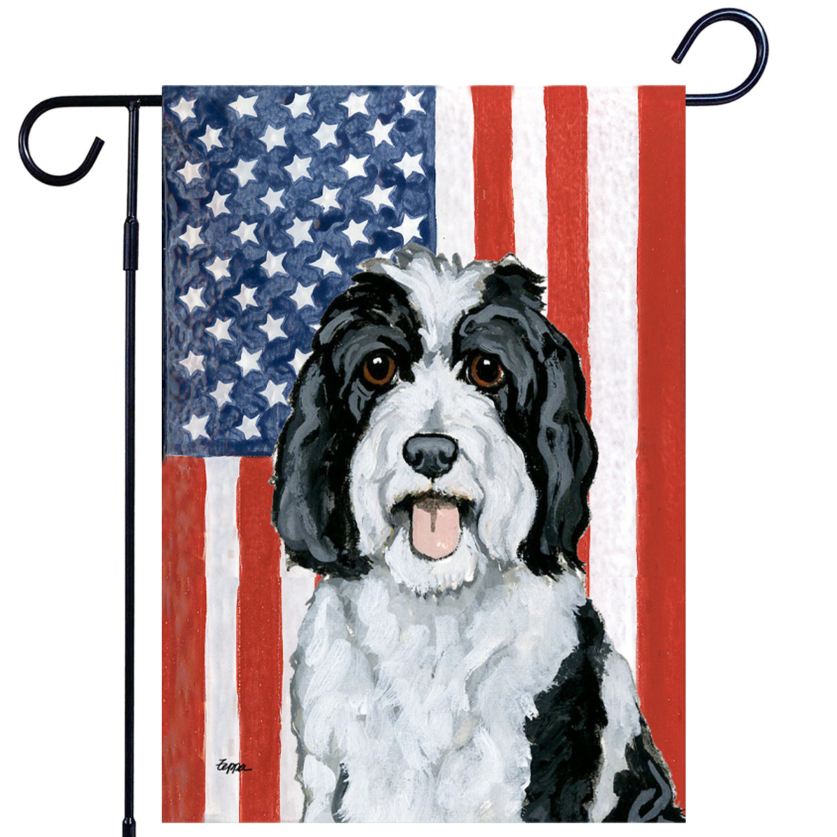 Sheepadoodle Americana Garden Flag