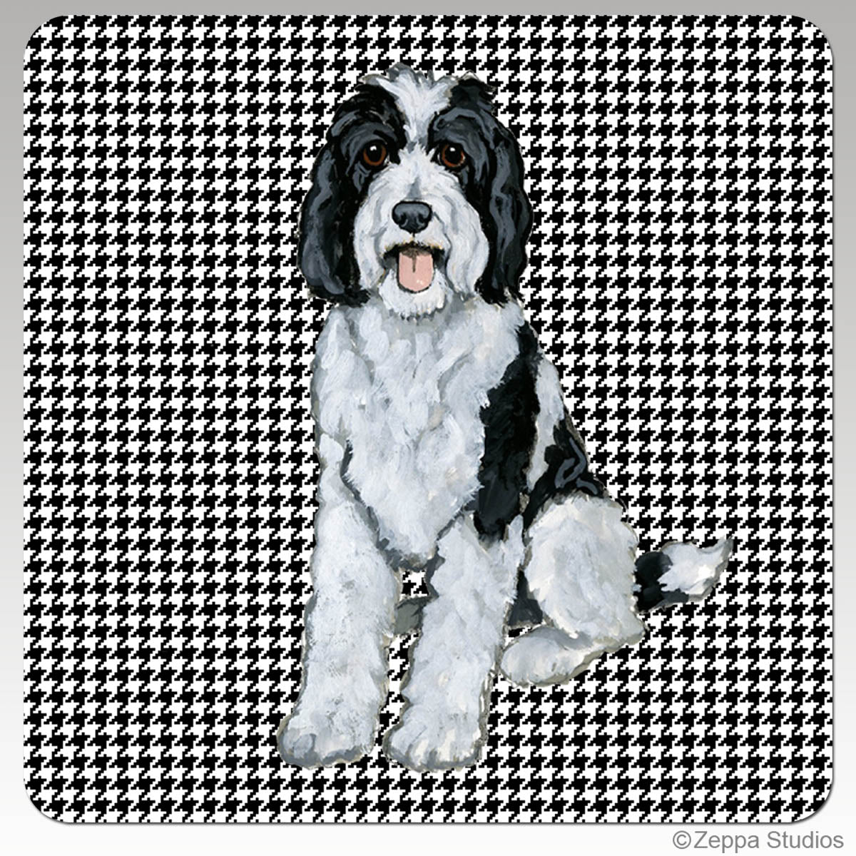Sheepadoodle Houndstooth Coasters