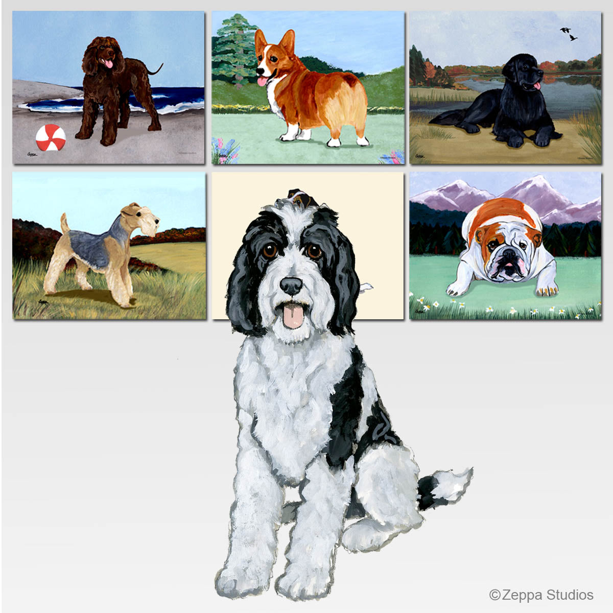 Sheepadoodle Scenic Cutting Board