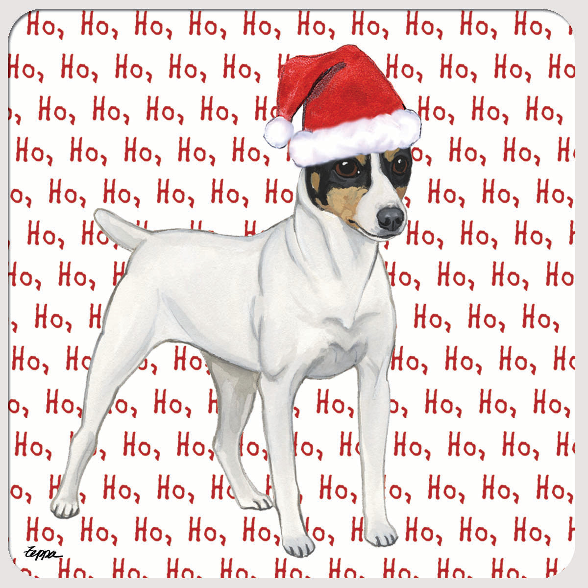 Toy Fox Terrier Ho Ho Ho Christmas Coaster Design