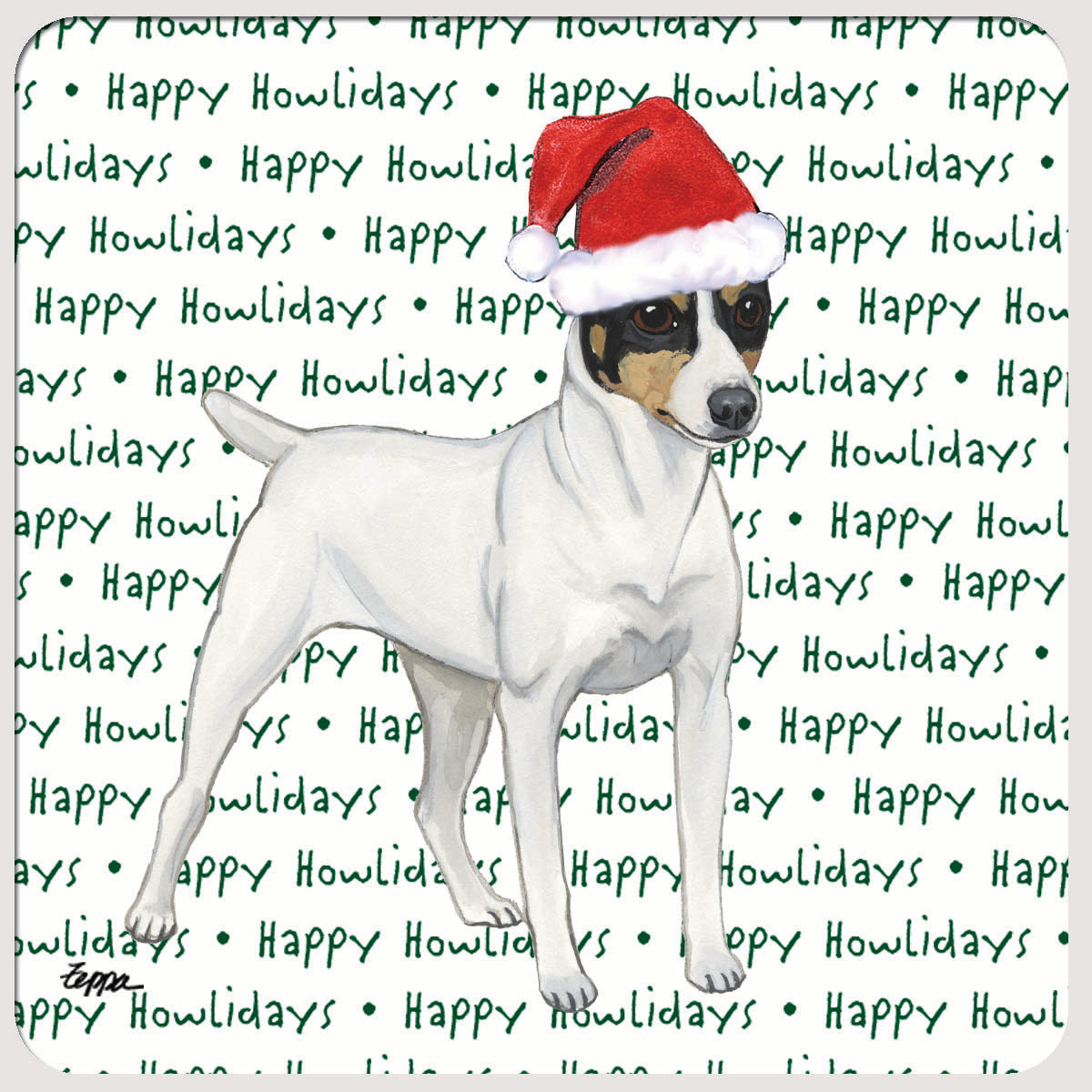 Toy Fox Terrier Happy Howlidays Christmas Coaster Design