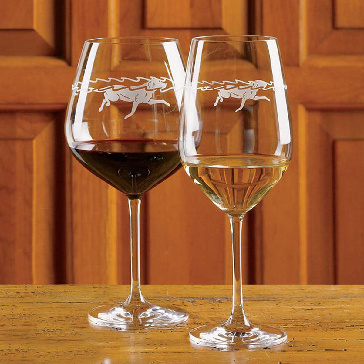 Waterdog Wine Glasses, Red and White