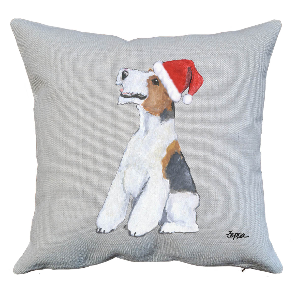 Wire Fox Terrier Santa Pillow