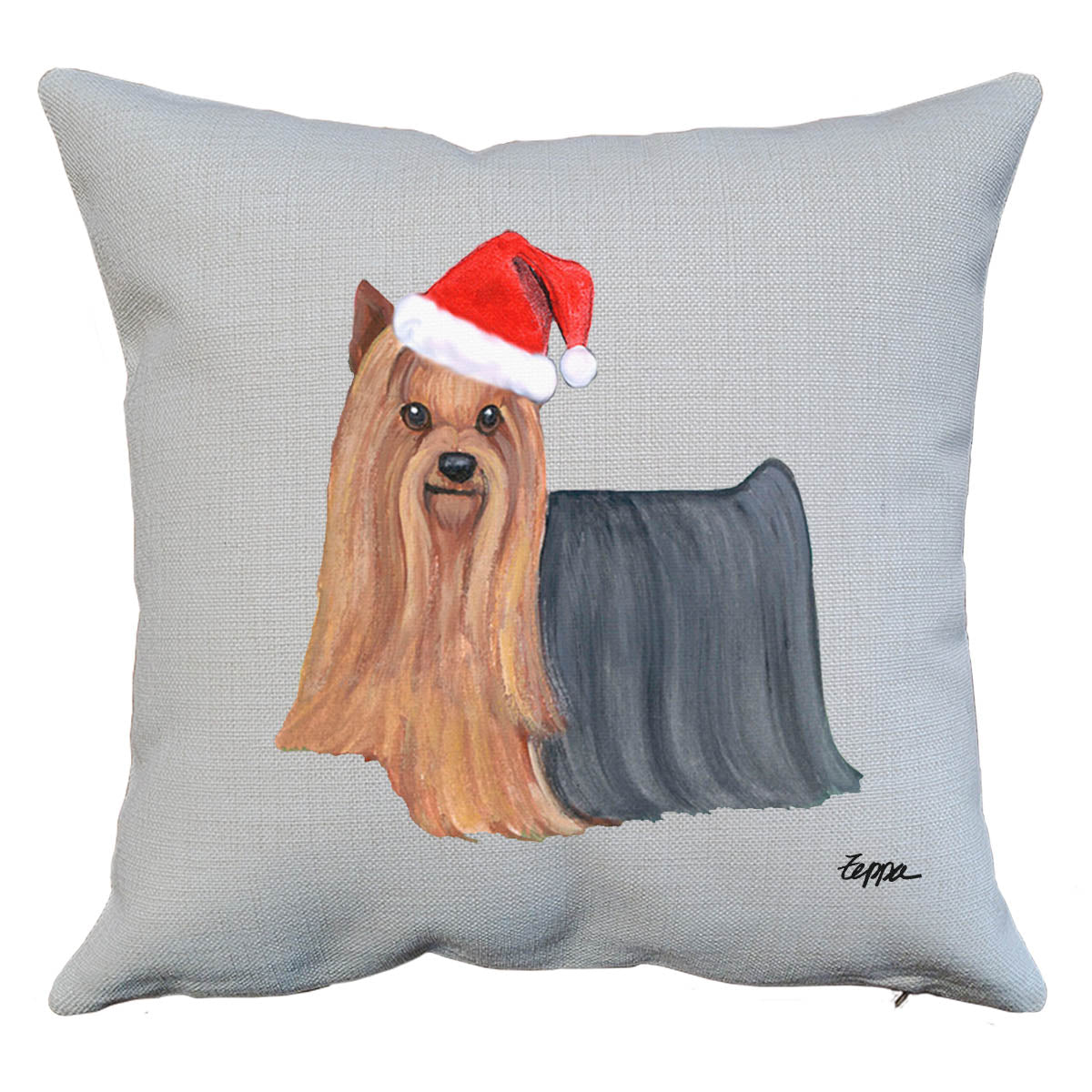 Yorkshire Terrier Santa Pillow