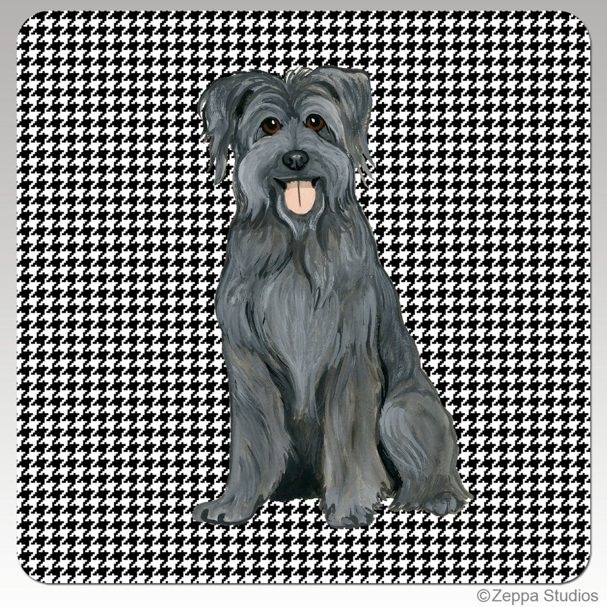 Pyrenean Shepherd Houndzstooth Coasters