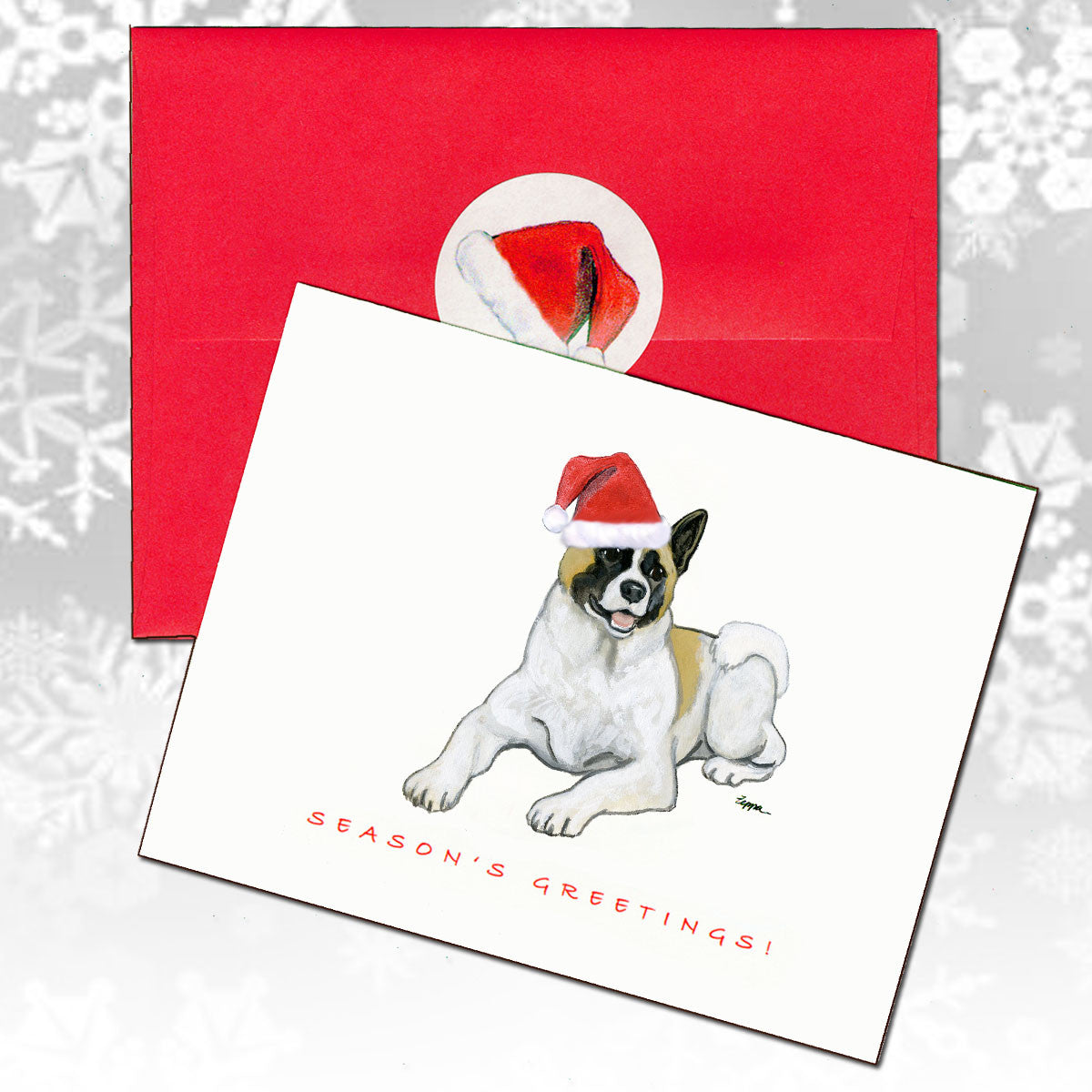 Akita Lying Down Christmas Cards