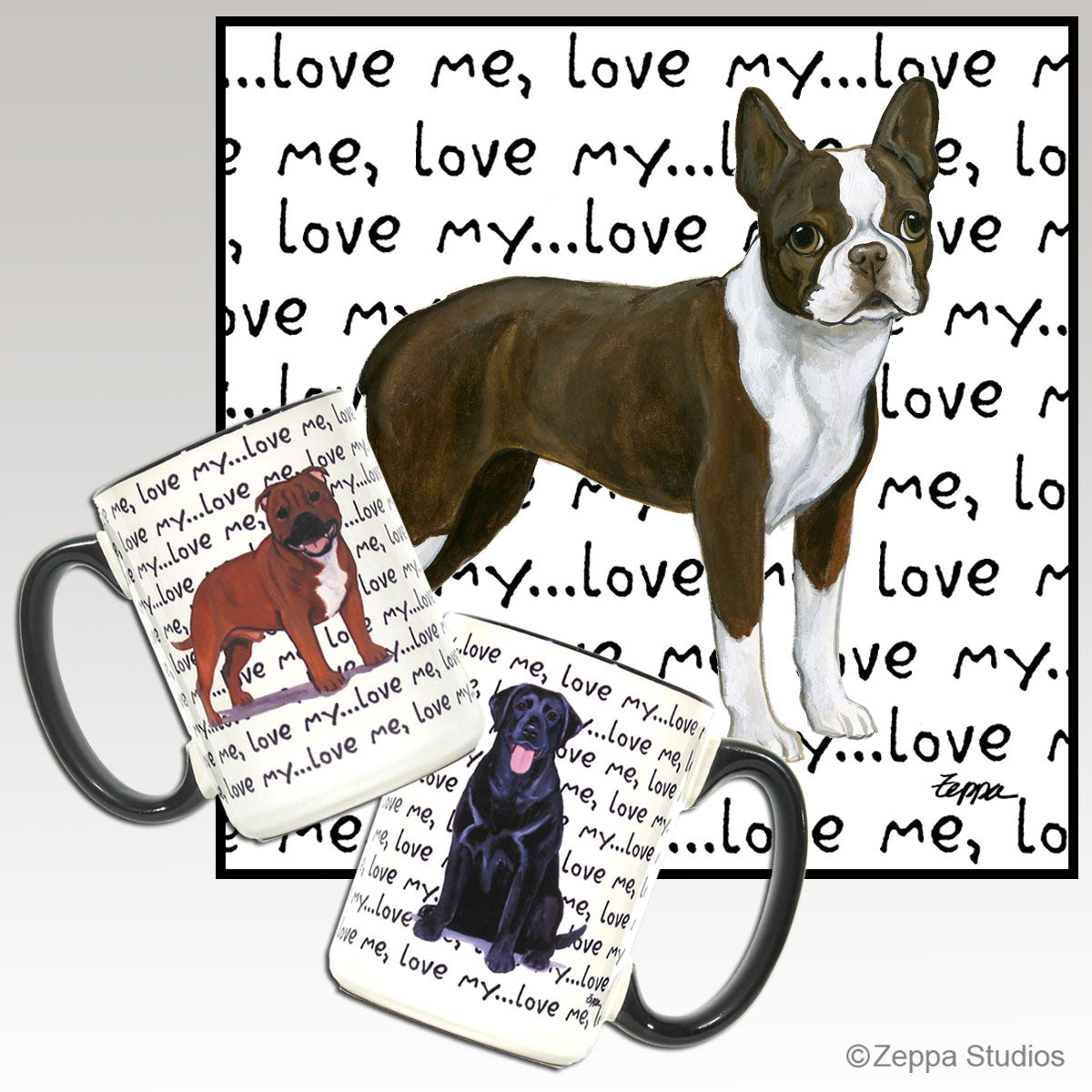 Liver Boston Terrier Love Mug