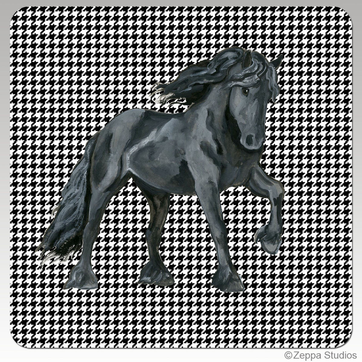 Friesian Horse Houndzstooth Coasters