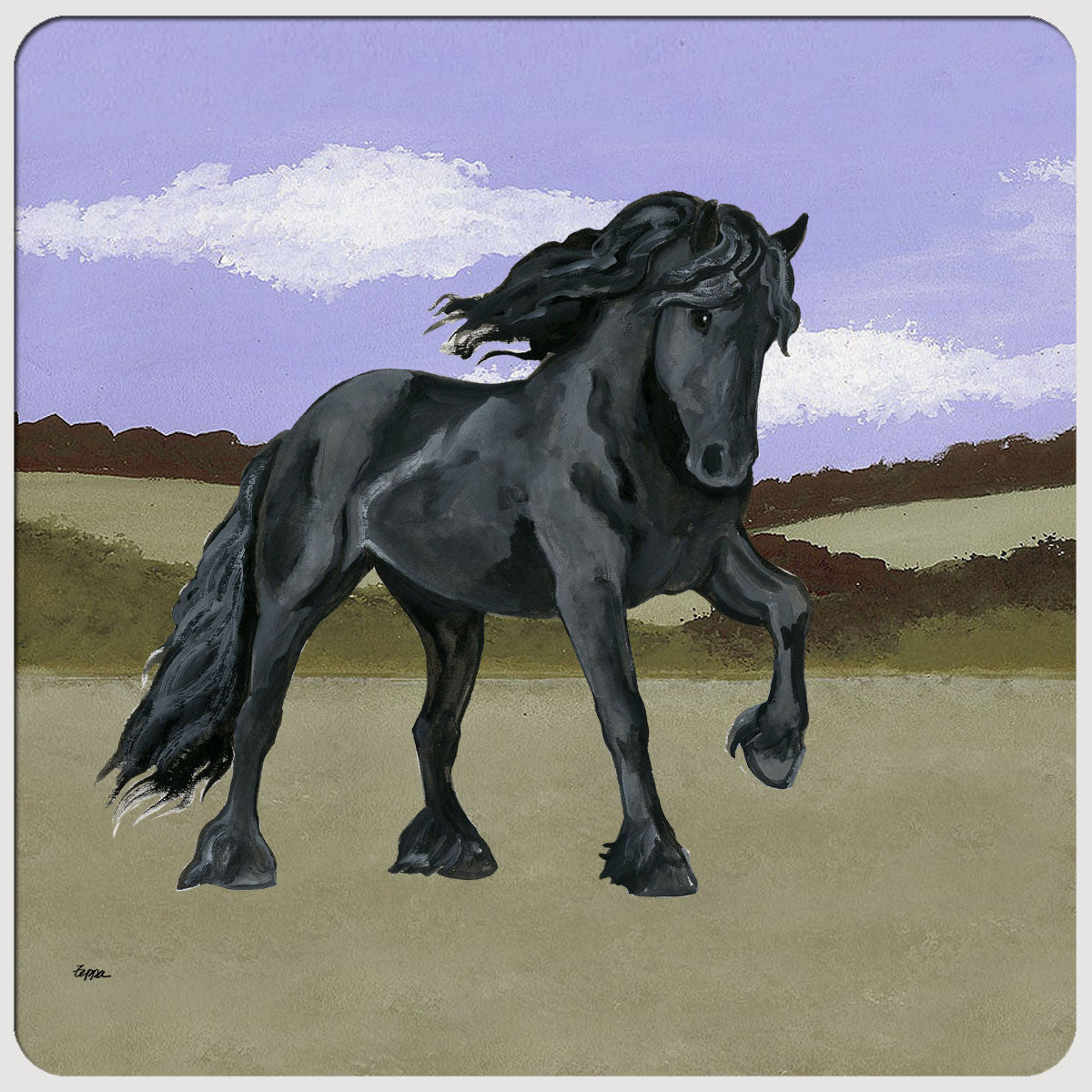 Friesian Horse Scenic Coasters