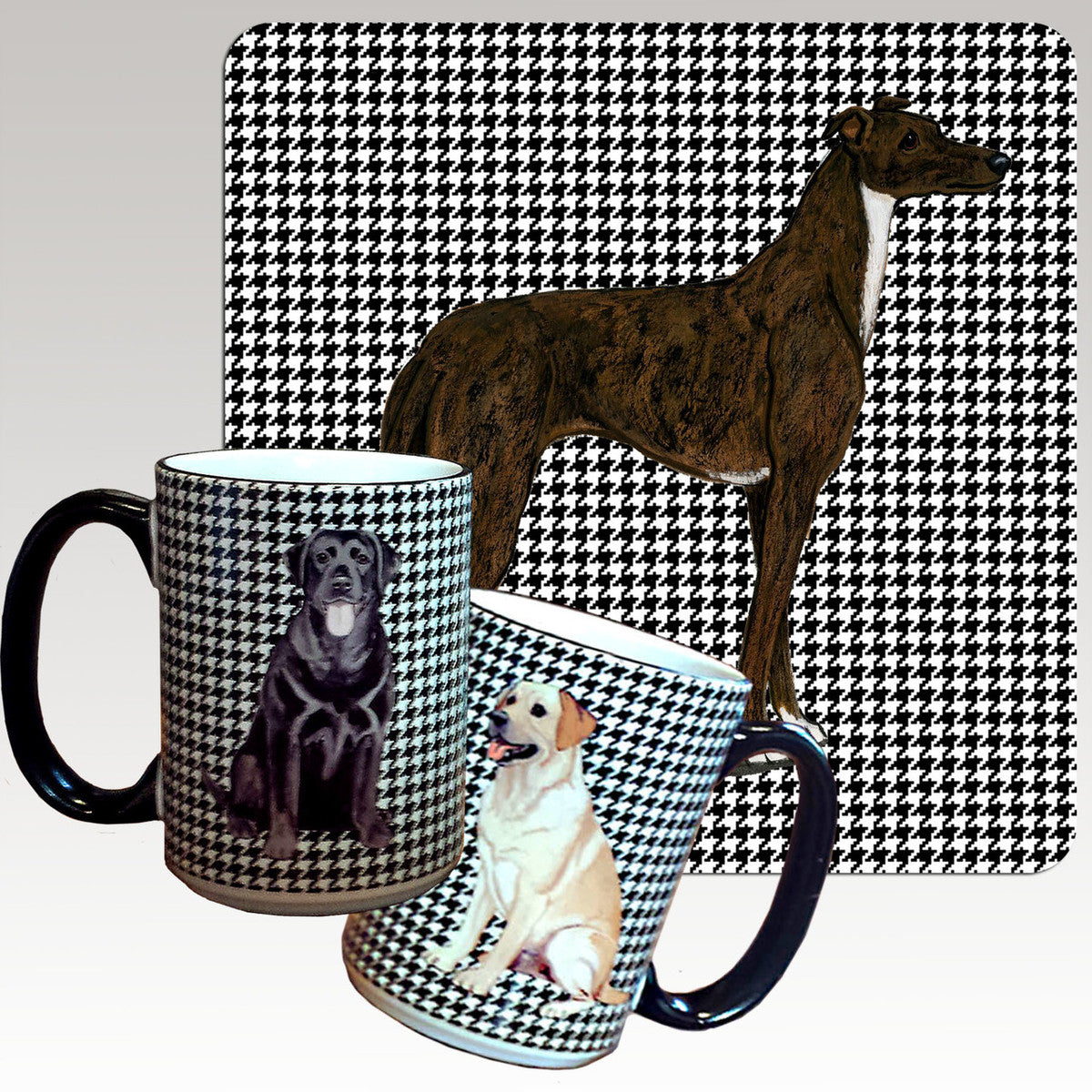 Standing Greyhound Houndstooth Mug