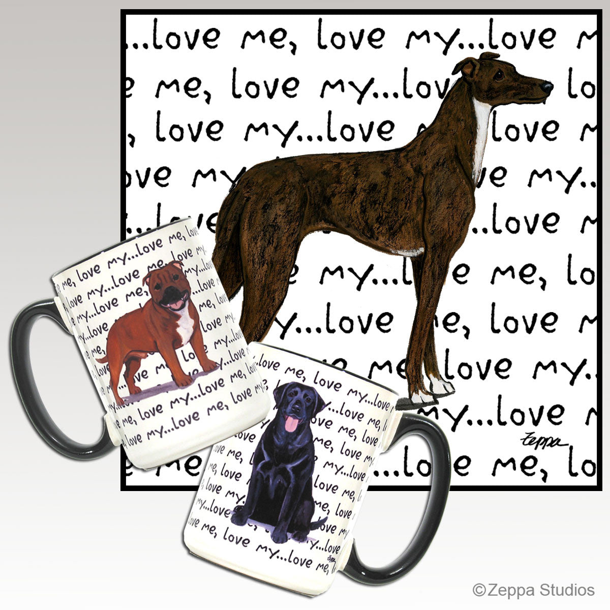 Standing Greyhound Love Me Mug