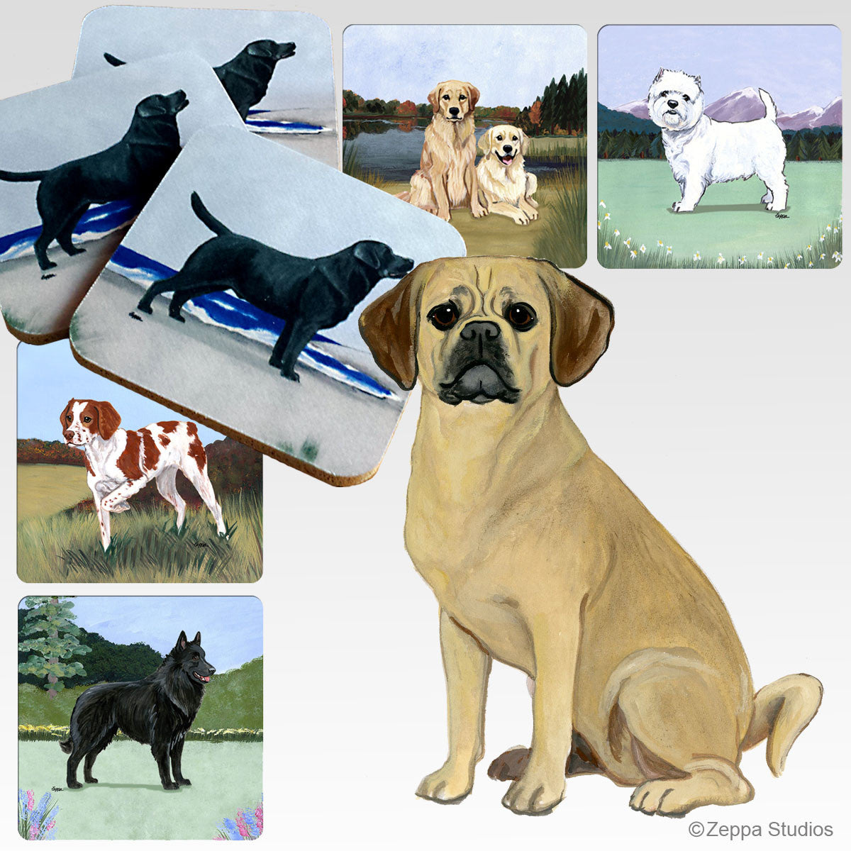 Puggle Scenic Coasters