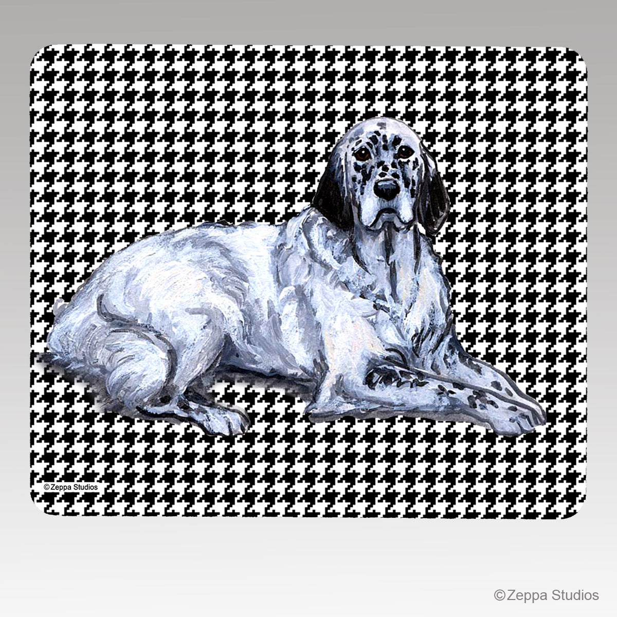 English Setter Houndstooth Mouse Pad