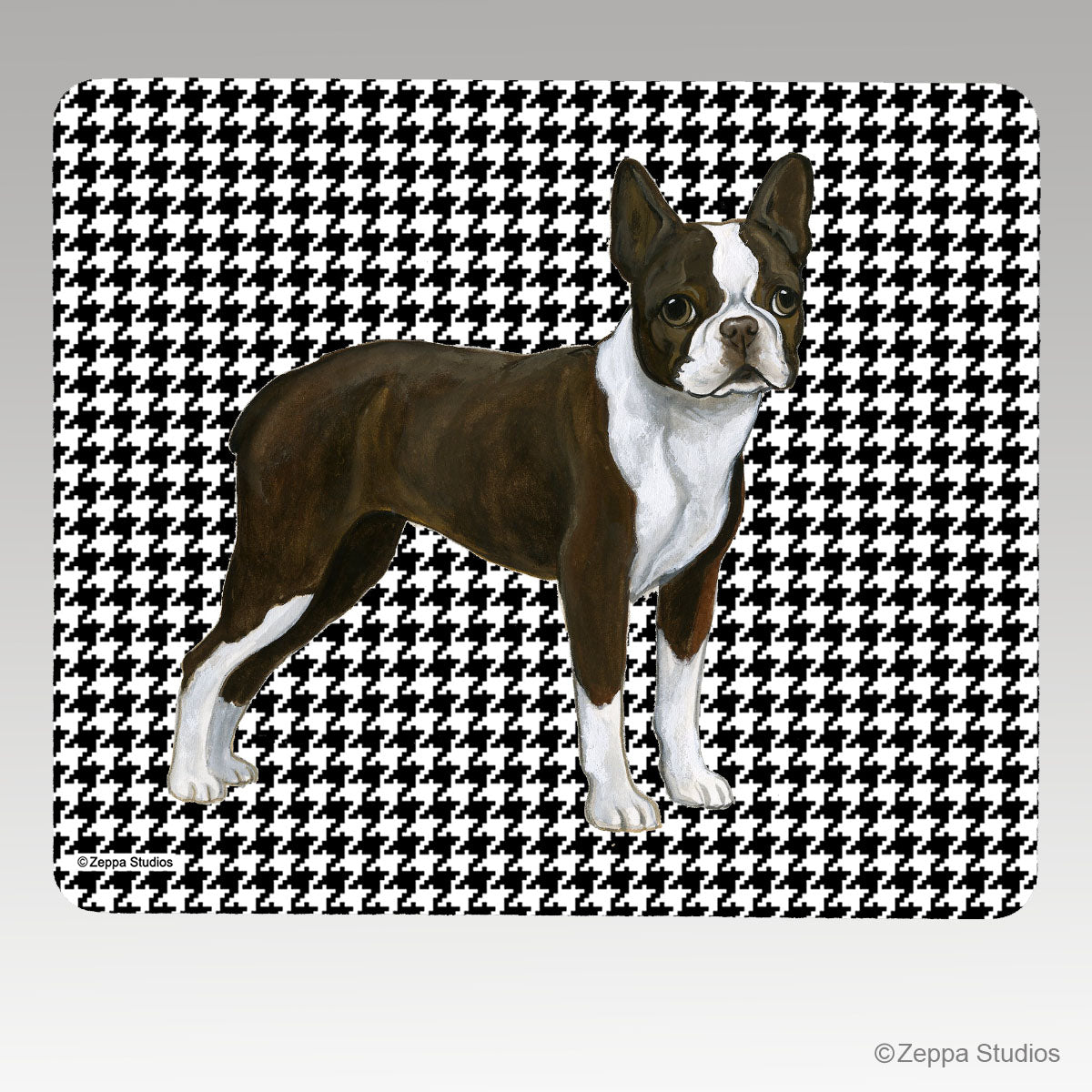 Boston Terrier Houndstooth Mouse Pad