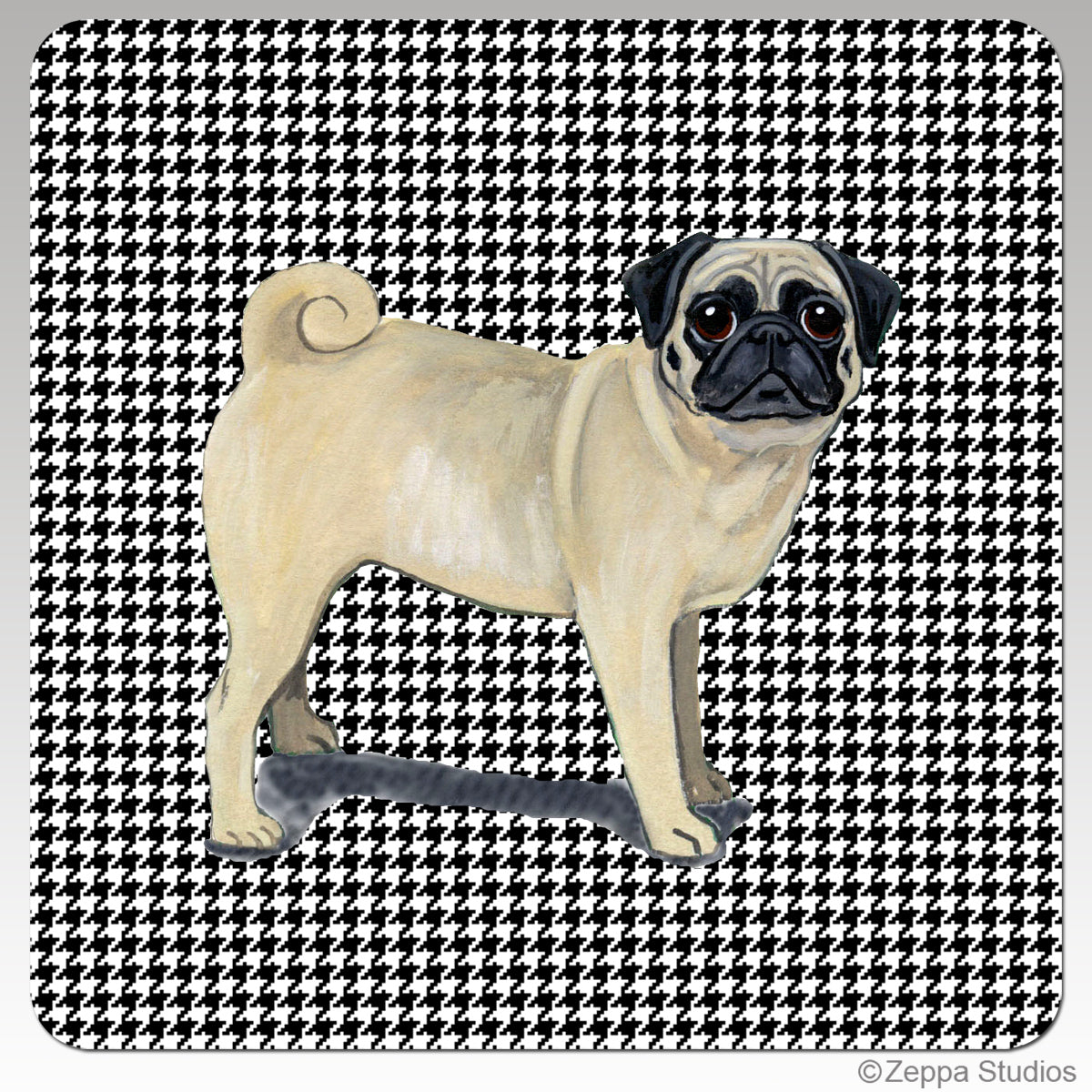 Pug Houndzstooth Coasters