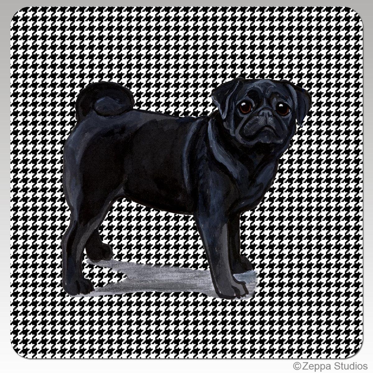 Pug Houndzstooth Coasters