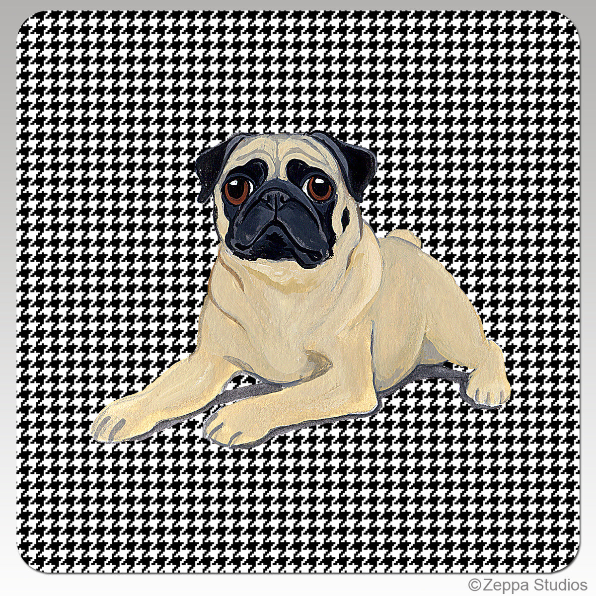Pug Houndzstooth Coasters