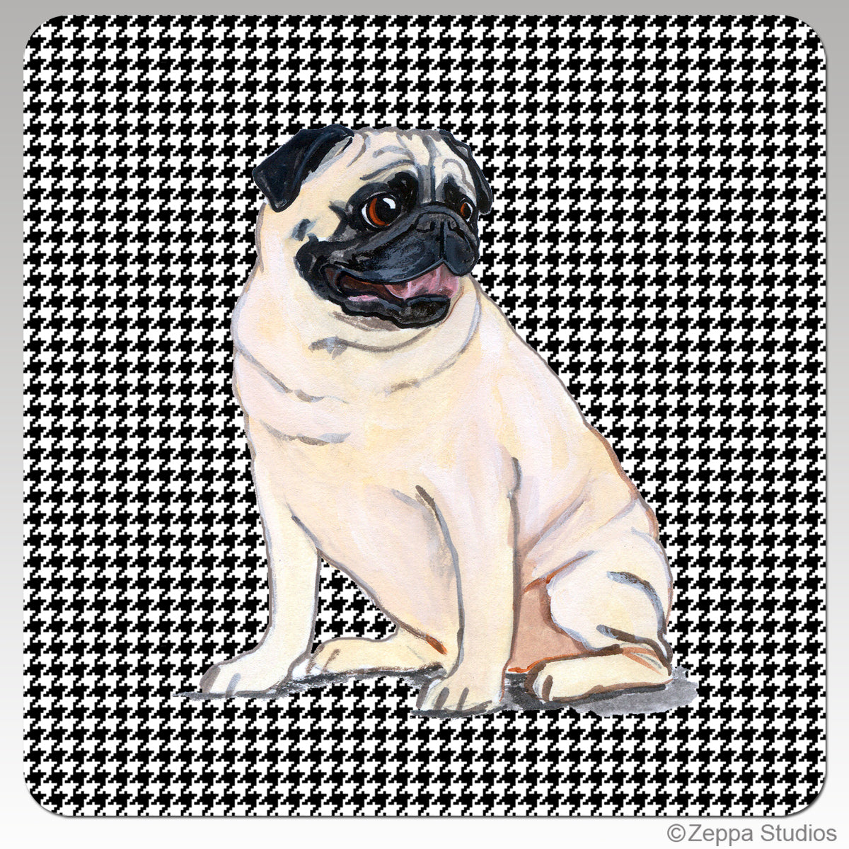 Pug Houndzstooth Coasters