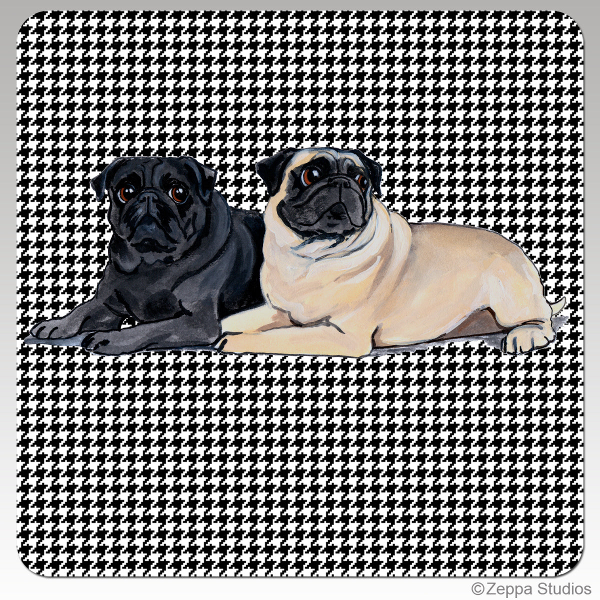 Pug Houndzstooth Coasters