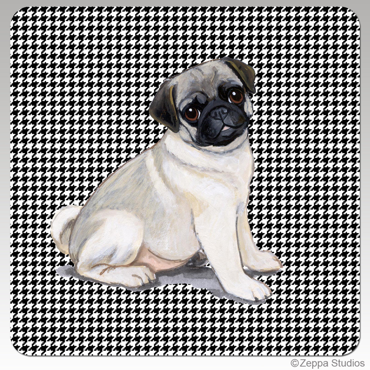 Pug Houndzstooth Coasters