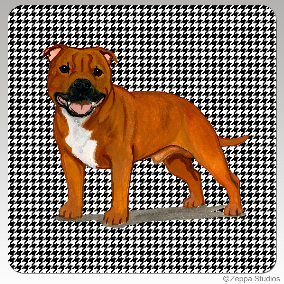 English Staffordshire Terrier Houndzstooth Coasters