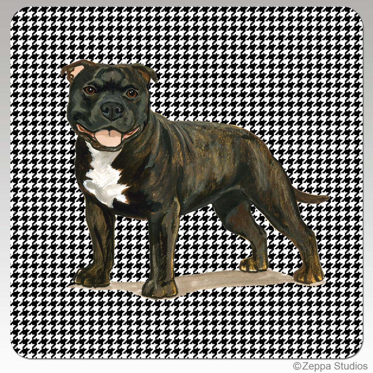 English Staffordshire Terrier Houndzstooth Coasters