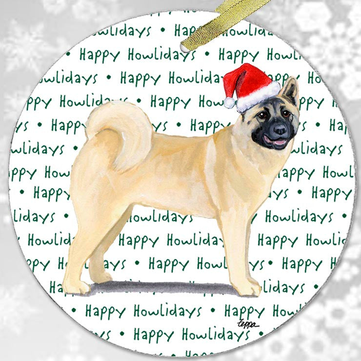 Akita Glass Christmas Ornament - Happy Howlidays