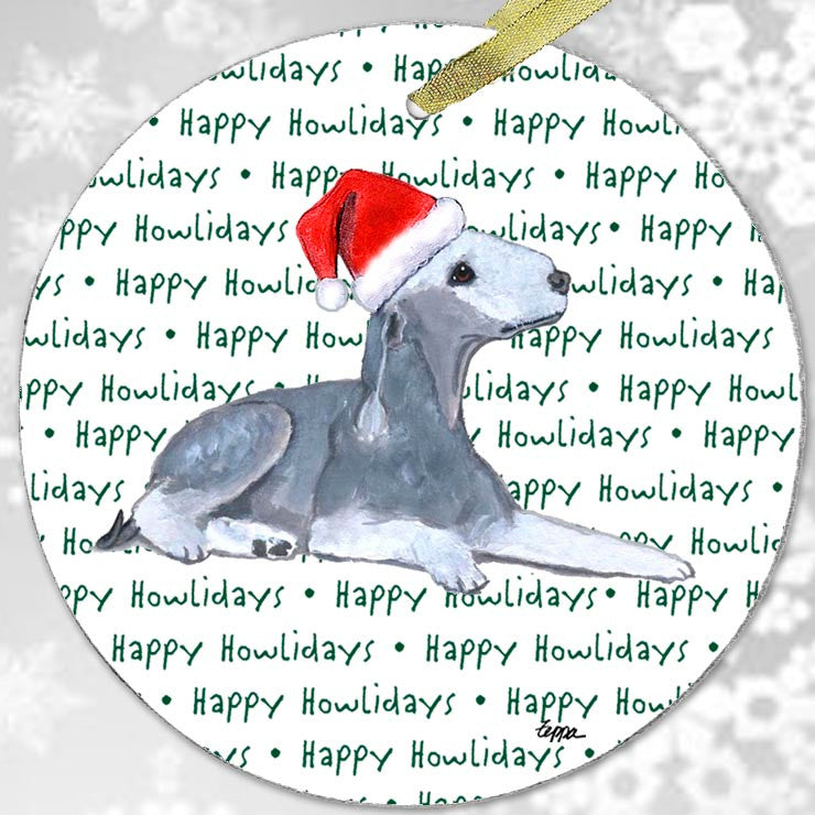Bedlington Terrier Christmas Ornament - Happy Howlidays