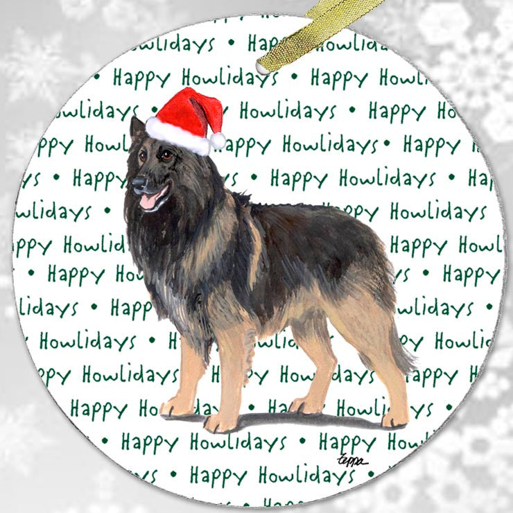 Belgian Tervuren Christmas Ornament - Happy Howlidays