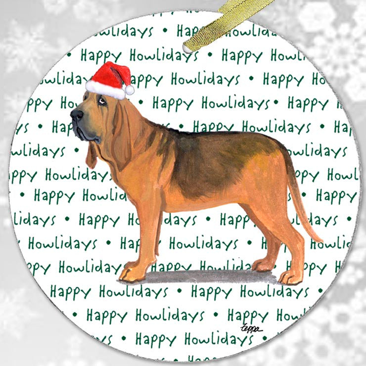 Bloodhound Christmas Ornament - Happy Howlidays