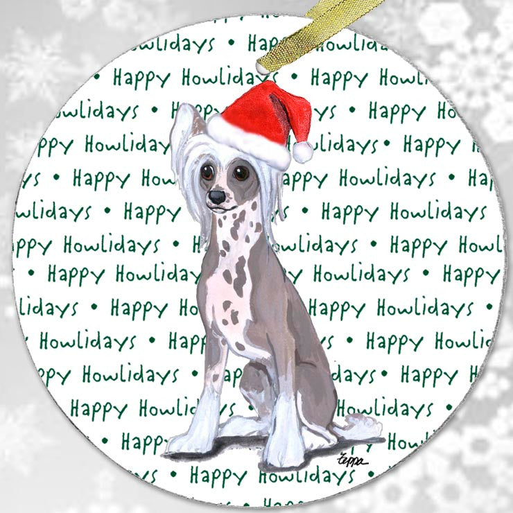 Chinese Crested Christmas Ornament - Happy Howlidays