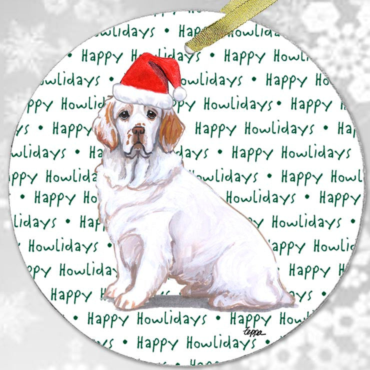 Clumber Spaniel Christmas Ornament - Happy Howlidays