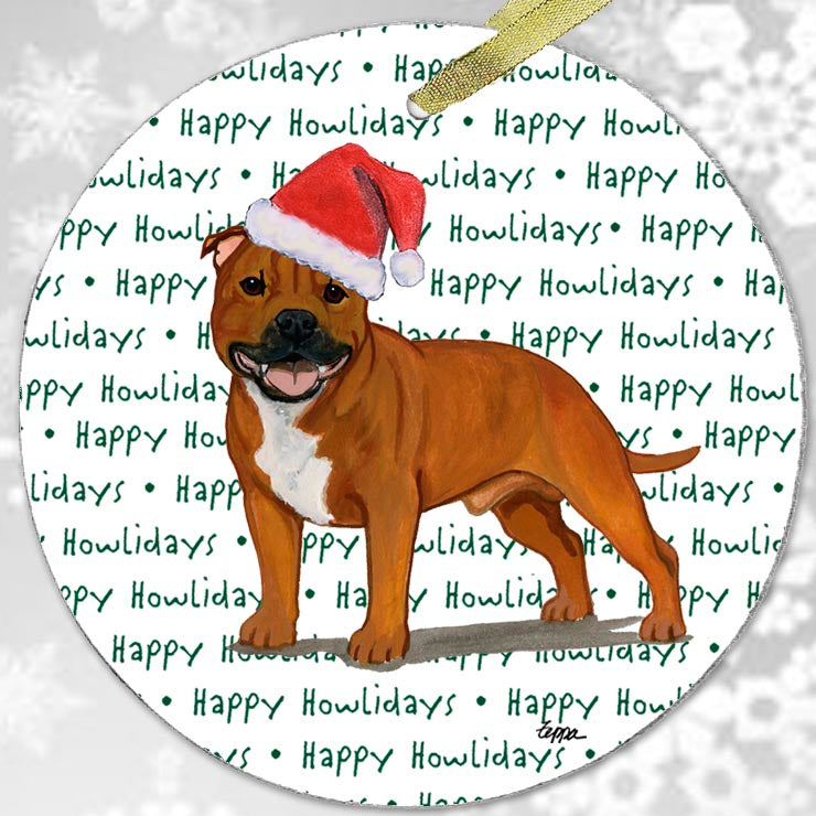 English Staffordshire Terrier Christmas Ornament