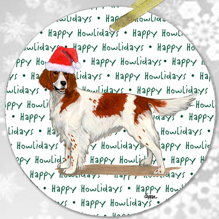 Irish Red & White Setter Christmas Ornaments