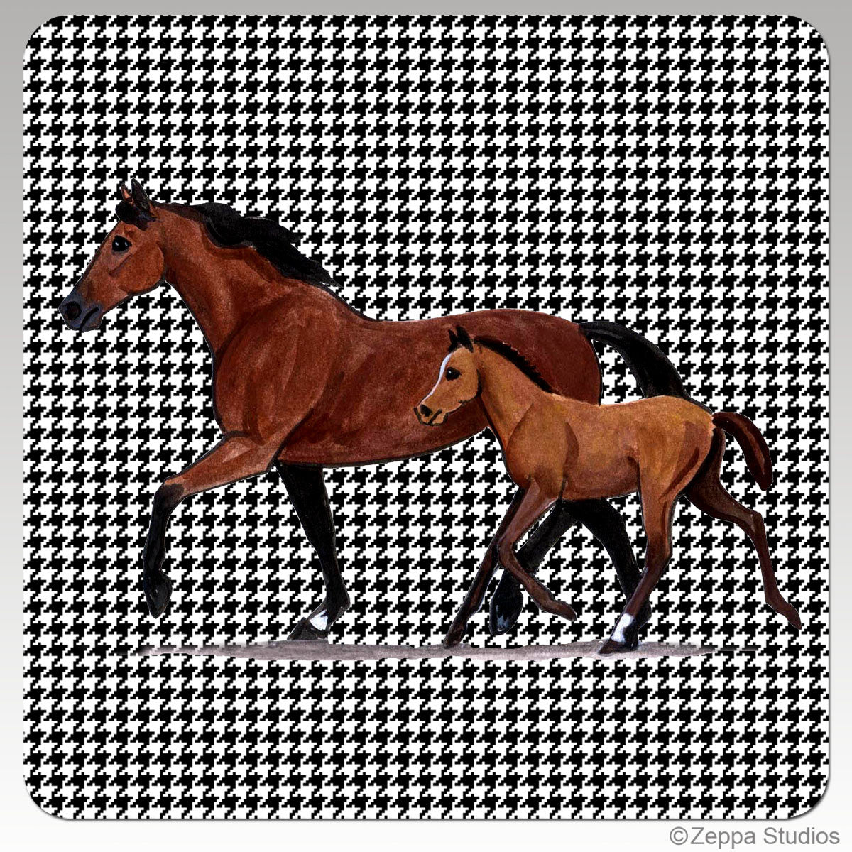 Mare and Foal Houndstooth Coaster