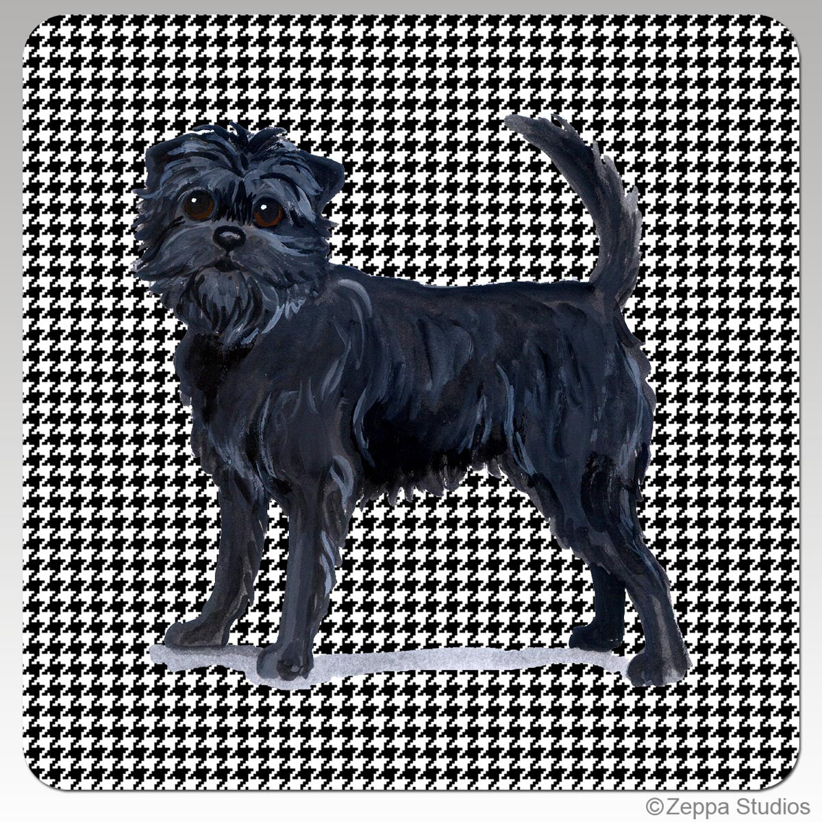 Affenpinscher Coasters with Houndstooth Background